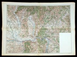 Régi Felvidék Közép- Magyarország térkép, M. Kir. Állami Térképészet, mérték, impresszum nélkül, 1:200,000,hajtogatva,62x86cm