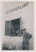 1936 "Kettő a kislány", fonyódligeti nyaraló, feliratozott fénykép 9x6 cm