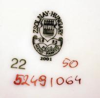 Zsolnay virág mintás kis kaspó, jelzett, hibátlan,kézzel festett, 6,5x10,5cm