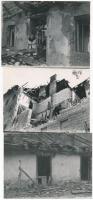 cca 1944 Budapest bombázása, lerombolt házak, 5 db fotó, többsége Tiszavölgyi József pecsétjével jel...