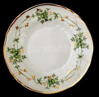 Hollóháza Erika szendvicses készlet, 5db tányér, 1 kínáló, matricás, jelzett, hibátlan, d:18cm, 39x1...