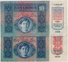 1915. 10K (2x), egyik piros "Deutschösterreich" felülbélyegzéssel  T:III