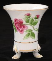 Hollóháza pillangós áttört váza + 1 mini váza matricás, jelzett, hibátlan, m:21,5cm, m:9,5cm