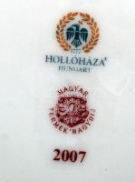 Hollóháza aranyozott szélű süteményes készlet, 6db tányér, 1 kínáló, jelzett, hibátlan, d:17cm, 21x4...