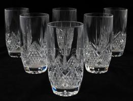 6 darabos kristály  vizes pohár készlet, jelzés nélkül, m:14cm