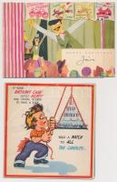 cca 1950 3 db Kihajtható térbeli dombonyomott üdvözlőkártya / 3 fold out 3D greeting cards