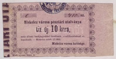 Miskolc 1860. 10kr jobb ívszéllel, papírránccal T:II