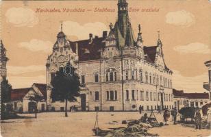 Karánsebes, városháza, piac; Johann Béla kiadása / town hall, market (EK)