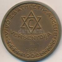 1938. "Vívó és Athletikai Club 1906 - Versenydíja 1938. III." Br díjérem (38mm) T:2-