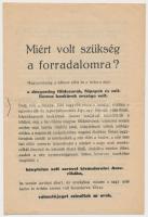 cca 1918 Miért volt szükség a forradalomra? Az 1918. évi forradalom okait taglaló röpirat, 8 p. /  cca 1918 Pamphlet about the reasons of the Aster Revolution of Hungary in 1918, 8 p.