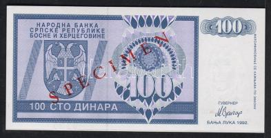 Bosznia Hercegovina/Szerb Köztársaság 1992. 100D "SPECIMEN-0000" (Minta) T:I