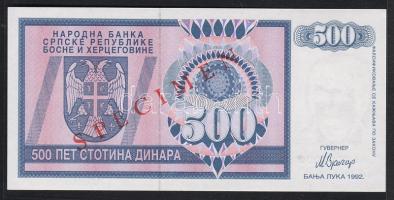 Bosznia Hercegovina/Szerb Köztársaság 1992. 500D "SPECIMEN-0000" (Minta) T:I
