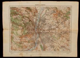 1930 Budapest és környékének térképe, jelmagyarázattal, a M.Kir. Állami Térképészet kiadása, 1:75000...