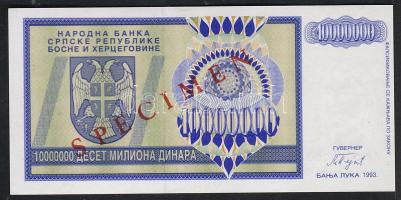 Bosznia Hercegovina/Szerb Köztársaság 1993. 10.000.000D "SPECIMEN-0000" (Minta) T:I