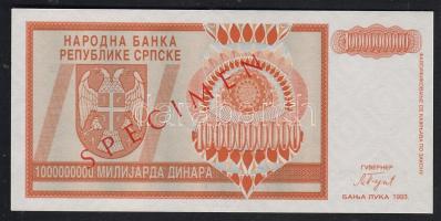 Bosznia Hercegovina/Szerb Köztársaság 1993. 1000.000.000D "SPECIMEN-0000" (Minta) T:I
