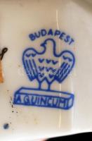 Hollóházi macival játszó kislány, kézzel festett, jelzett, hibátlan, 14x9x6cm /Handpainted Hollóháza...