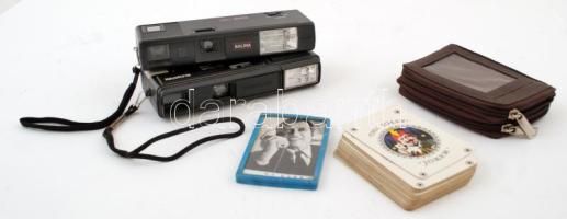 Vegyes retró tétel: fényképezőgépek, kártya, tükör, pénztárca