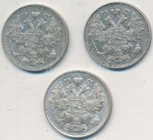 Orosz Birodalom 1913-1916. 15k Ag (3xklf) T:2,2-
Russian Empire 1913-1916. 15 Kopeks Ag (3xdiff) C:X...