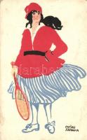 Ungarische Werkstätte, Diana krém reklám, teniszezőnő / advertisement, tennis player s: Győri Aranka (EK)