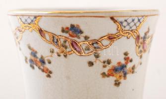 Modern kínai Wong Lee porcelán váza, máz alatt repesztett, kézzel festett, jelzett ("WL 1895&qu...