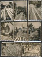 cca 1930 Képek a budaörsi virágkarneválról, 12 db fotó, egy részük hátulján feliratozva, különböző méretben