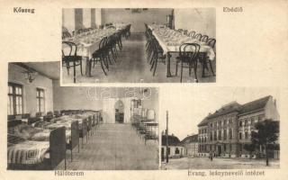 Kőszeg, Evangélikus leánynevelő intézet, Hálóterem, Ebédlő, belső, Róth Jenő kiadása (ázott sarok / wet corner)