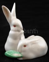 Herendi nyuszi pár,kézzel festett, jelzett, hibátlan, m:9cm / Herend white rabbit