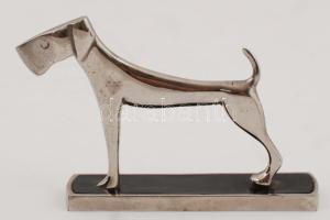 Kutyát formázó art deco stílusú fém szobor, jelzés nélkül, m: 8,5 cm