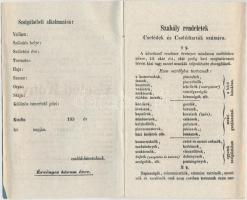 1855 Kecskemét, Kitöltetlen cselédkönyv, benne a cselédekre és cselédtartókra vonatkozó szabályrendeletekkel
