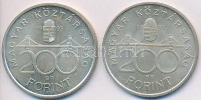 1993. 200Ft Ag "MNB" (2x) T:2,2-