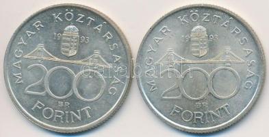 1993. 200Ft Ag "MNB" (2x) T:2,2-