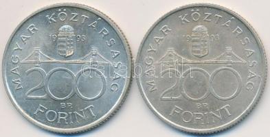1993. 200Ft Ag "MNB" (2x) T:2,2-