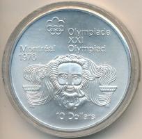 Kanada 1974. 10$ Ag "Montreali olimpia - Zeusz fej" T:1 Canada 1974. 10 Dollars Ag "Montreal Olympic Games - Head of Zeus" C:UNC