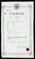 1861 Teleki, A Veszprém megyei szolgabíró által izraelita személy számára kiállított útlevél viaszpecséttel