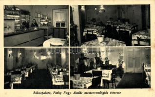 Budapest XV. Rákospalota, Pathy Nagy Aladár mestervendéglős étterme, belső; Arany János u. 29.