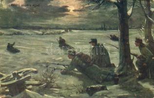 "Kúszó előőrs éjjel" / 'outpost at night' WWI K.u.K. soldiers