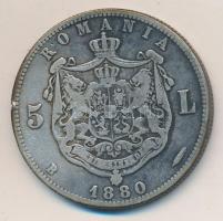 Románia 1880B 5L Ag "I. Károly" T:3 Romania 1880B 5 Lei Ag "Carol I" C:F