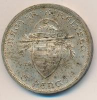 1938. 5P Ag "Szent István" T:2 patina Adamo P8.1