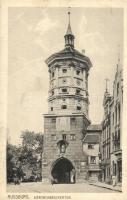 Augsburg, Wertachbruckertor, Colonialwaren / tower, colonial shop