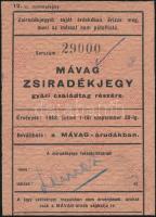 cca 1920-1943 Nagykőrös M. Város vásártéri és piaci helypénzjegy, 2 db, MÁVAG zsiradékjegy gyári családtag részére