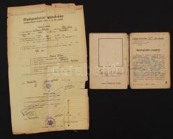 1935-1944 Budapest székesfőváros VII. kerület elöljárója által kiadott helyfoglalási engedély gyümölcsárusítás, kukoricafőzés és gesztenyesütés céljára, benne fényképes hadigondozási igazolvánnyal, rajta pecsétbélyeggel