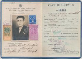 1939 Brassó, Munkaügyi, Egészségügyi és Szociális Jóléti Minisztérium által kiadott román fényképes igazolvány okmánybélyegekkel