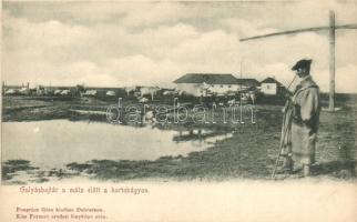 Hortobágy, gulyásbojtár a máta előtt, Pongrácz Géza kiadása, Kiss Ferencz eredeti fényképe után