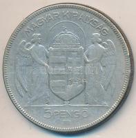 1930. 5P Ag "Horthy jobbra" T:3 patina Adamo P8