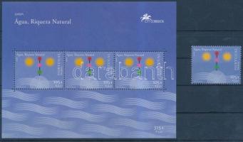 Europa CEPT életadó víz bélyeg + blokk, Europa CEPT, life-giving water stamp + block