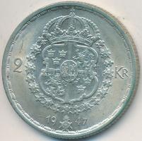 Svédország 1947TS 2K Ag "V. Gusztáv" T:2,2- Sweden 1947TS 2 Kronor Ag "Gustaf V" C:XF,VF