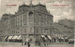 Szombathely, Horváth Boldizsár tér, Szombathely háza, Rechnitzen és Posenfeld üzlete, Liszt és gabona kereskedés, kiadja Granitz Vilmos (EK)