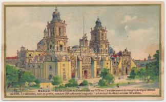 cca 1880-1900 Cacao dAiguebelle, Mexico- La Cathedrale korabeli litho reklámkártya, 6,5x10cm