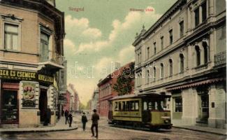 Szeged, Kölcsey utca, villamos, Kertész Gyula üzlete (EK)