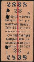 1937 Budapest, Vonat III. osztályára érvényes retúrjegy